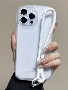 1个极简波浪边透明防震手机壳，带腕带，柔软硅胶防刮保护套，防震、防滑、防刮 | 兼容苹果17 Pro Max | 兼容苹果17/16/15/14/13/12/11系列、S20-S25系列 | 国际版，非本地版 | 生日和节日礼物 | 完美的母亲节礼物。 - 無色 - 查看 1