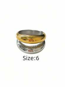 1 chiếc nhẫn nữ thời trang tối giản rỗng hai vòng, cá tính, chất liệu thép không gỉ 316, phù hợp đeo hàng ngày - Nhẫn nữ chạm khắc hai rãnh - Xem 21