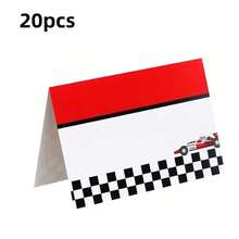 20pcs Racing Car Logo Folding Table Cards, Blank Name Cards For Dining Table Decor, Birthday Party, Race Track Decoration - 1 - View 8