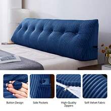 Almohada grande para cabecero almohada de cuña para cama almohada de lectura almohada triangular para sentarse en la cama respaldo de posicionamiento almohada larga para sofá cama : 59 x 8 x 20 pulgadas - Azul - Ver 4