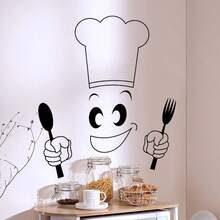 1 pieza Pegatina de pared de PVC de 36*29cm para cocina, calcomanía de pared moderna de fácil instalación para cocina, restaurante, carnaval, Pascua, cumpleaños, graduación, decoración del hogar, regalo - A - Ver 7