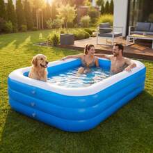 Thickened And Durable Inflatable Family Swimming Pool, Extra-Large Adult Pool, Foldable And Easy To Store, Suitable For Summer Water Play In Gardens And Backyards, Multiple Sizes Available. - Blue and White - 3.9m XL  Edition (4-5 People) - View 2