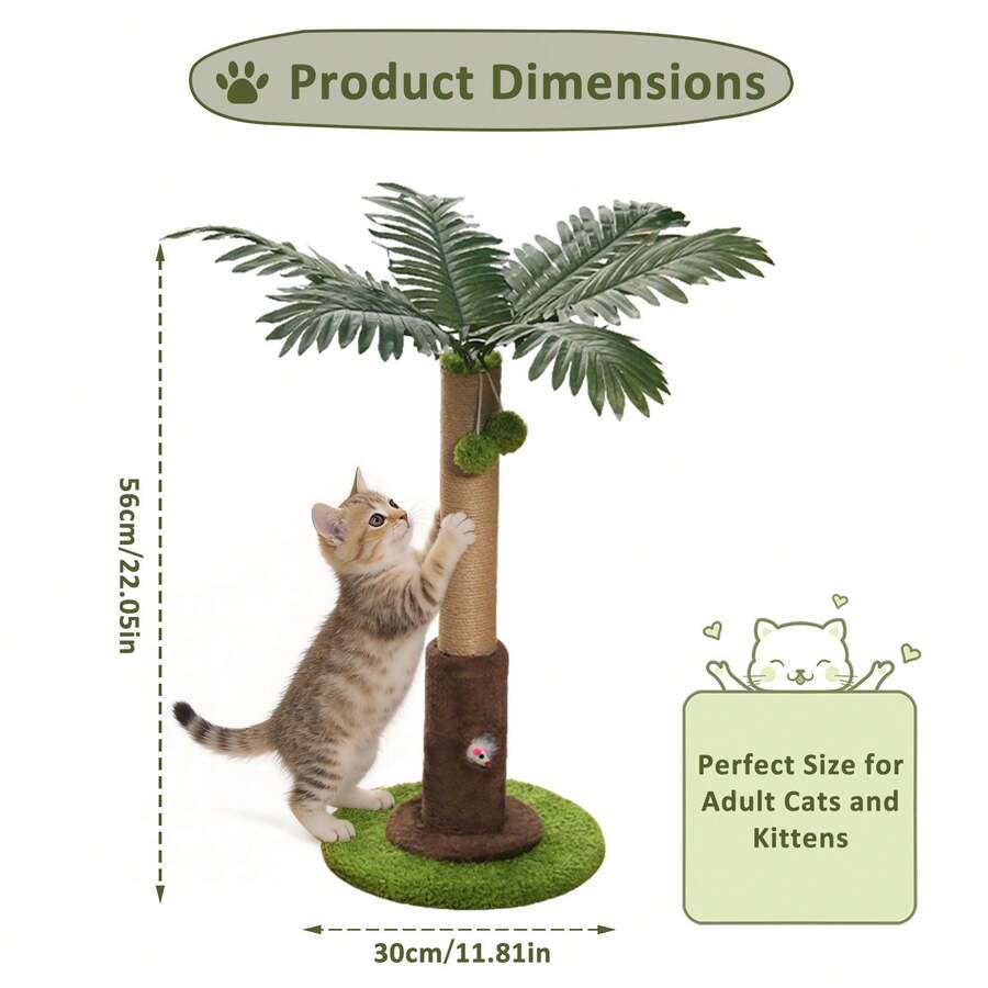 Luminpool 56CM/93CM Tree Cat Scratch Post With Spring Ball Toys Cats ,Two Dangling Ballswith Rat Hole Suitable For Kitten Adult Cats - CSP-medium - View 1