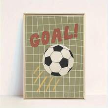 1PC Unframed Soccer Themed Wall Art Posters Canvas, Featuring A Goal, Net And Ball Prints Canvas Hanging Painting, Football Printing Artwork, Football Lover Room Decor, Suit For Play Areas For Kids, Homes, Offices Wall Decor, No Frame - Style a - View 1