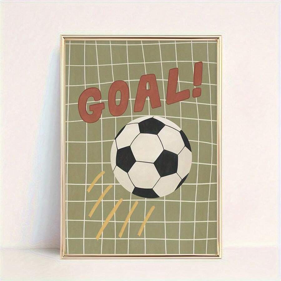 1PC Unframed Soccer Themed Wall Art Posters Canvas, Featuring A Goal, Net And Ball Prints Canvas Hanging Painting, Football Printing Artwork, Football Lover Room Decor, Suit For Play Areas For Kids, Homes, Offices Wall Decor, No Frame - Style a - View 1