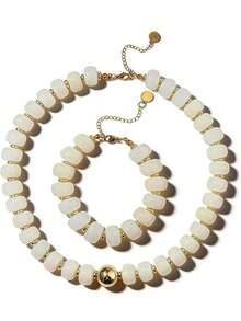 2 piezas de collares gruesos y coloridos para mujer, collares con cuentas de resina cuadradas grandes multicolor, collares gruesos y bohemios - Multicolor - Ver 19