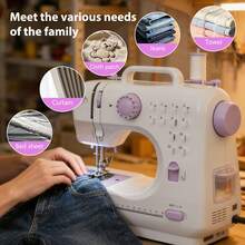 Mini Sewing Machine ,Portable Electric Crafting Mending Machine,Electric Sewing Machine Charger+Coil Accessories ,Sewing Machine For Beginners (Purple) - White + Purple - View 4