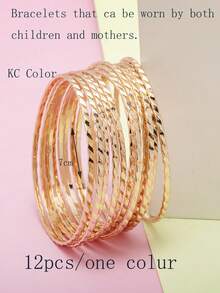 12pcs Luxury Minimalist Parent-Child Bracelet, Stacking Thin Bangle - Multicolor - View 16