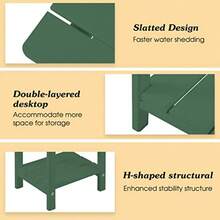 Apolimi Adirondack - Mesa auxiliar para exteriores resistente a la intemperie mesa auxiliar de patio de 2 niveles mesa auxiliar sólida de 16.5 pulgadas para patio piscina porche - Verde bosque - Ver 4