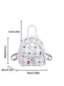 2026春夏迷你背包，蓝白格纹小背包，多功能学生/通勤包 - A - 查看 2