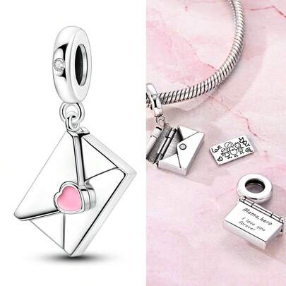 1Pc Silver Plated Unique Design Openable Charm A Letter To Mom Dangle Charm Fit Bracelet Bangle Necklace Keychain Pendant Beads For Diy Jewelry Making Gift For Mom Family