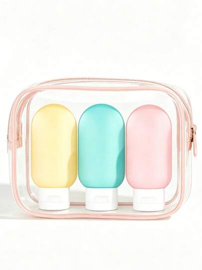 5pcs TSA Approved 2.03oz Refillable Leak-Proof Squeeze Travel Bottles Set, Portable Travel Size Bottles For Shampoo, Conditioner, Lotion, Body Wash, Business Trip, Camping, Gym Toiletry Bag Accessories Travel Gift Set
