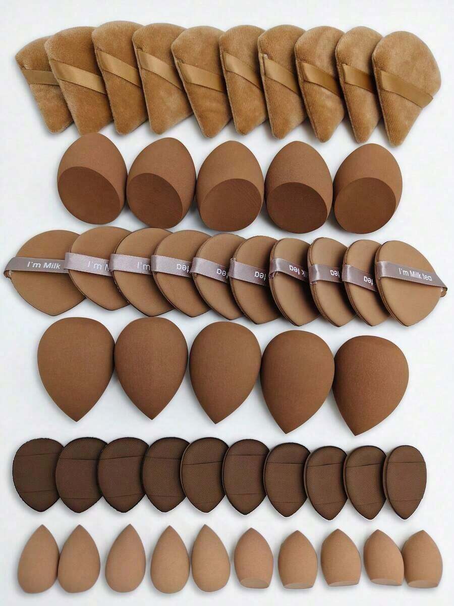 3pcs Makeup Sponge Set, Includes: 3pcs Air Cushion Puffs. Suitable For Facial Makeup, Home Decor, Vanity, Travel, Bedroom And More. Complete Makeup Accessories, Affordable Price, Ideal For Christmas Gifts, Gifts, Women Gifts, Christmas Presents. - 咖啡棕 - 查看 1