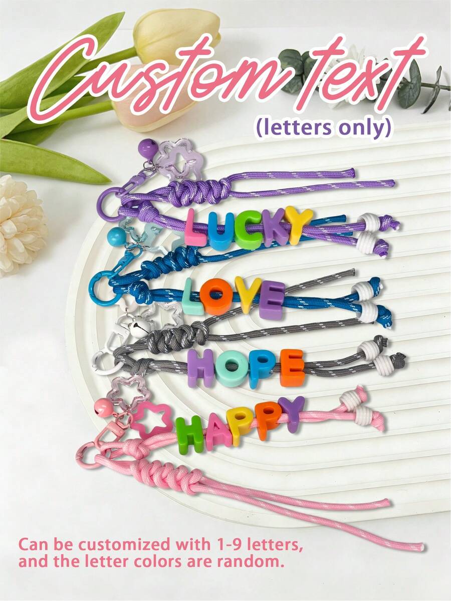 1pc Handmade Customized Keychain, Colorful Letter & Number Combination, Cute Keychain For Friends/Classmates/Lovers, Customized Name Letter Keychain - Design 4 - View 1