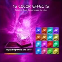1 Stück RGB Multifunktions-Wellenprojektor mit Fernbedienung, 16 Farben, Mehrfarbige Atmosphäre RGB Würfelleuchte, geeignet für Schlafzimmer, Partyatmosphäre, Valentinstag Restaurant Dekoration, Lichtquelle inklusive - polychromatisches Licht - Übersicht 3