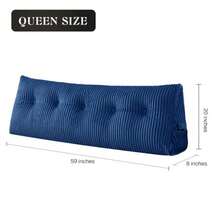 Almohada grande para cabecero almohada de cuña para cama almohada de lectura almohada triangular para sentarse en la cama respaldo de posicionamiento almohada larga para sofá cama : 59 x 8 x 20 pulgadas - Azul - Ver 7