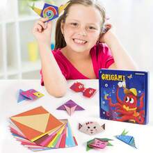 100pcs Origami Paper Set For Beginners, Includes Pre-Printed Papers & Instructions, DIY Animal/Vehicle Craft Kit, Montessori Educational Toy, Suitable For School Activities And Birthday Gifts - Multicolor - View 9