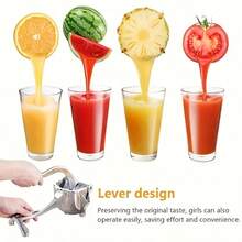 1pc Stainless Steel & Plastic Manual Lemon Juicer, Easy Squeeze Design, Suitable For Extracting Lemon & Orange Juice, Kitchen Tool - Silver - View 8