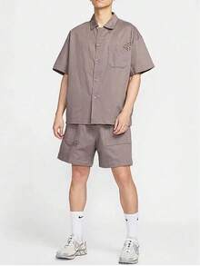 Nike 男士梭织透气短袖休闲衬衫 - 摩卡棕 - 查看 1