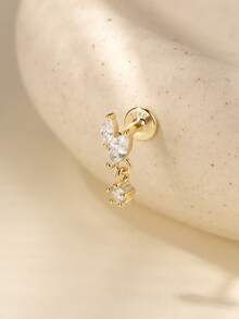 1只925纯银爪镶耳环，18K镀金耳骨/耳软骨/耳廓穿孔耳环，低过敏性首饰，适合女性和女孩日常佩戴，婚礼，派对，订婚等场合。 - 金色 - 查看 21