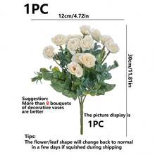 1 pieza Flor de rosa artificial, rosa de carretera, adecuada para decoración del hogar, fiesta, boda, DIY, ramo de novia, decoración de jardín al aire libre, decoración del Día de San Valentín, regalo - Blanco - Ver 3