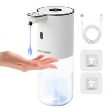 DONASIRA 400ml Capacity Electric Smart Infrared Automatic Soap Dispenser, Contactless Hands-Free Pump For Household Detergent, Portable Handwash Bottle, Tabletop Or Wall-Mounted Installation, Transparent Bottle, IPX5 Waterproof, Type-C Rechargeable, 6 Adjustable Foam/Liquid Flow Levels, Suitable For Kitchen, Bathroom And Public Areas, New Spring Release - Multicolor - View 15