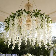 1pc 72-Inch Outdoor Artificial White Wisteria Vine, 183cm Total Length - Realistic Fake Hanging Vine, Dense Flowers, Double-Layered Plastic Wisteria Wreath, Suitable For Weddings, Parties, Gardens And Outdoor Decor - Year-Round Tabletop Center Decor, Balcony Hanging - White - View 10