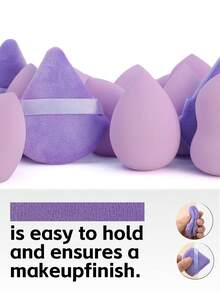 紫色美妆蛋和粉扑套装 12/24/36 件装，不含乳胶的亲水性聚氨酯化妆海绵，柔软的化妆粉扑，适用于粉底液、膏状产品、遮瑕膏和散粉的涂抹。 - 彩色 - 查看 6