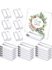 1/5/10pcs Acrylic Transparent Table Card Holders, Name Card Stands, Wedding Signage Display Racks, Suitable For Dining Tables, Wedding Photos, Office Menus, Conferences And Other Occasions - Multicolor - View 1