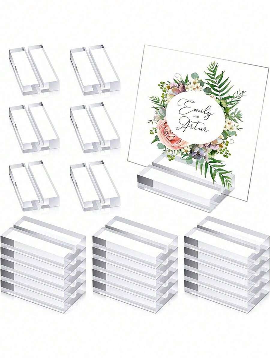 1/5/10pcs Acrylic Transparent Table Card Holders, Name Card Stands, Wedding Signage Display Racks, Suitable For Dining Tables, Wedding Photos, Office Menus, Conferences And Other Occasions - Multicolor - View 1