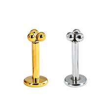 1件装 316医用钢无螺纹推入式16G小球簇唇钉耳骨耳钉耳廓耳环简约造型唇环耳骨耳廓穿刺饰品 - 插桿唇釘(1個) - 查看 5