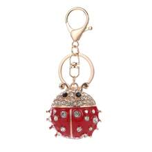 1 pieza Llavero de la serie de insectos creativos europeos y americanos, llavero de escarabajo con strass, accesorio de aleación de zinc brillante bohemio, adecuado para coche, bolso, verano - insecto - Ver 11