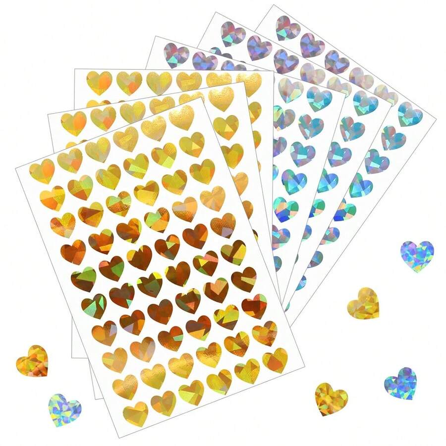 10 Stücke holografische Glas-Broken-Herz-Graffiti-Aufkleber 5,7x4 Zoll Gold Silber geeignet für Schreibwaren Planer DIY Schule Ermutigung Geschenkverpackung DIY Karten Umschläge Magazin Dekoration Feiertags-Party-Atmosphäre PVC selbstklebende Aufkleber - Herz aus zerbrochenem Glas - Übersicht 1