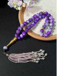 1条33颗新款珍珠流苏念珠，时尚祈祷念珠手链，光滑圆润的祈祷珠 - 彩色 - 查看 11