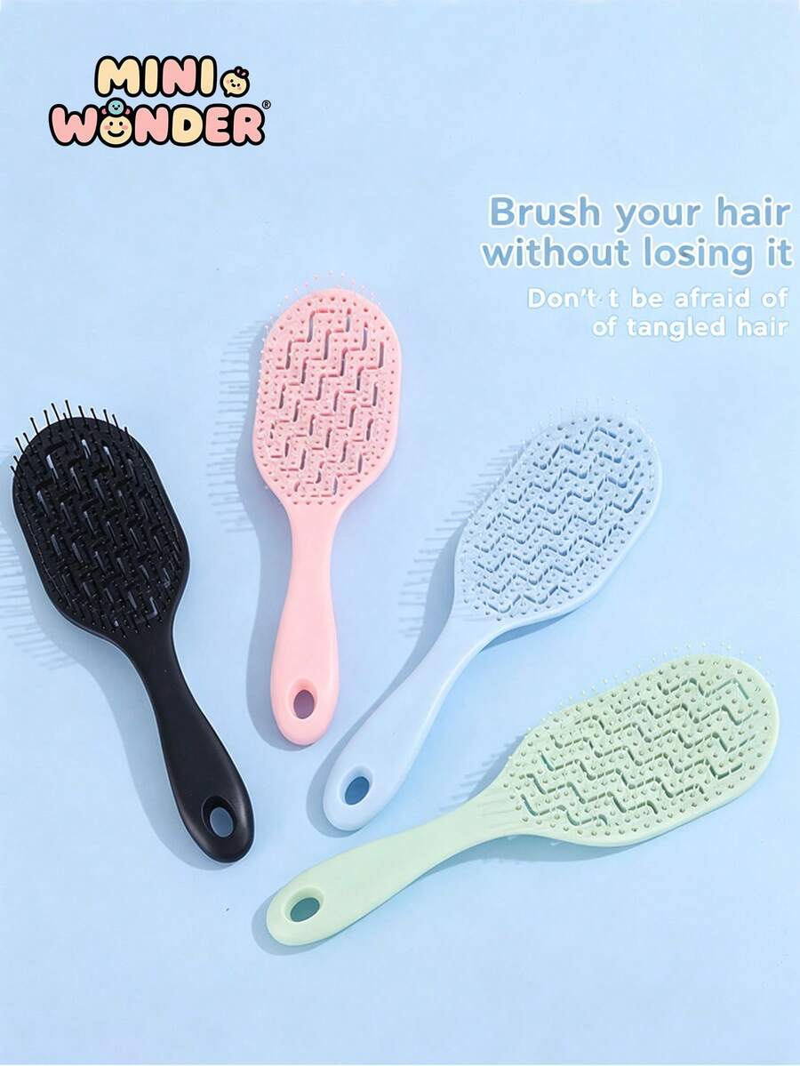 1把空心梳 儿童软齿按摩头皮弹性梳 磨砂空心梳 打结顺滑发梳 - 彩色 - 查看 1