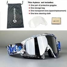 1 Set Of Motorcycle/Cycling Goggles - Includes Dedicated Storage Pouch, Cleaning Cloth, Tinted Lens + Spare Clear Lens. Suitable For Off-Road Motorcycles, ATVs, Scooters, And Bicycles; Ideal For Outdoor Sports. - 彩色 - 查看 7