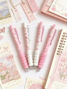 1 chiếc/4 chiếc Bút bi rút hình nơ, mực đen 0.5mm, màu trung tính, dễ thương và thẩm mỹ dành cho nữ/bé gái, đồ dùng văn phòng phẩm và học tập, đồ dùng thiết yếu cho năm học mới. - Nhiều màu - Xem 7