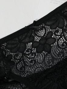 1 pieza Bragas de encaje sexy de talle bajo para mujer - Negro - Ver 7