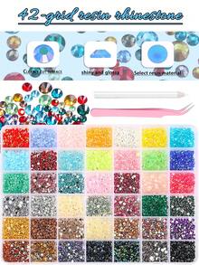 1 Box Random Mixed ABS 3mm Colorful Rhinestones 42 Colors Flat Bottom Diamonds, Suitable For Nail Art, Clothing, Fabric Decoration, DIY. Multi-Color Resin Flat Bottom Rhinestones Suitable For Diamond Art, Decorating Books, Shoes, Nail Art Glitter Tools - MultiWarna - View 5