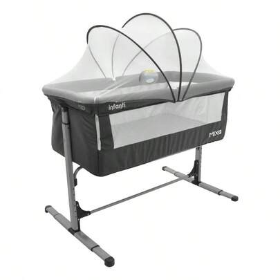 Cuna-Colecho Mix con Mosquitero Color Gris – Ideal para Bebés, Función Colecho y Protege Contra Insectos
