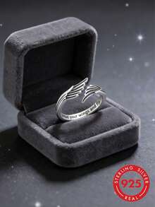 Women's Delicate Wing Design Single Hoop Earrings, Suitable As Valentine's Day Gift - Silver - View 8