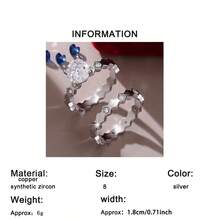 2 piezas Juego de anillos de zirconia sintética redondos, clásicos y precisos, elegantes y de lujo. Anillos de compromiso y boda, regalo para el Día de San Valentín y aniversario para mujeres - Plateado - Ver 9