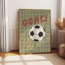 1PC Unframed Soccer Themed Wall Art Posters Canvas, Featuring A Goal, Net And Ball Prints Canvas Hanging Painting, Football Printing Artwork, Football Lover Room Decor, Suit For Play Areas For Kids, Homes, Offices Wall Decor, No Frame - Style a - View 2