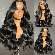 34 Inch Glueless Wigs Human Hair Pre Plucked 13x4/13*6 HD Lace Front Wigs Human Hair Glueless 200% Density Body Wave Lace Front Wigs Human Hair With Baby Hair Natural Black - Natural Black - 查看 4