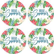 80pcs Summer Tropical Palm Leaf & Floral Round Stickers, Envelope Seals, Gift Cards, Hawaiian Luau Party Supplies, Aloha Party Favors, Party Gift Labels - View 1