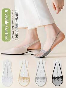 1/2/4 Pairs Invisible Non-Slip Liners Leg Warmers For High Heels, Thin Half-Toe Footsie Leg Warmers, Suitable For Spring & Summer - Multicolor - View 20