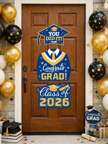 1 Set Blue & Gold 2026 Graduation Party Door Hanging Decor, Graduation Season Paper Hanging Flag With Graduation Cap & Gown Pattern, Congratulations To The Class Of 2026, Graduation Party Photo Booth Prop, Graduation Party Backdrop Banner, Graduation Party Supplies, School Reunion, Graduation Ceremony Decoration, Congratulations Graduation Party Decor, Graduation Gift Ideas - Blue Gold 2026 - View 7