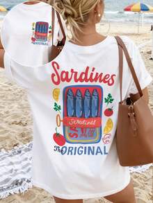 Camiseta de manga corta, cuello redondo y talla grande para mujer, color blanco, de verano - Blanco - Ver 1