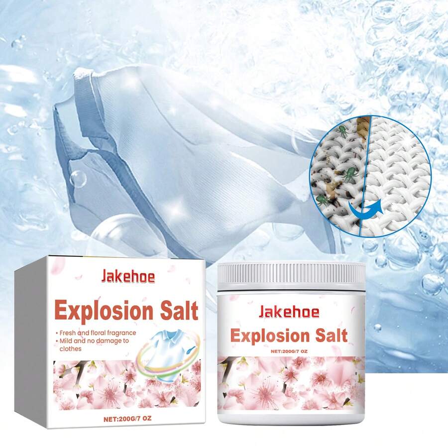 jakehoe Floral Laundry Explosion Salt, Antioxidant Cleaning Formula Fast Dissolve Deep Stain Removal Brighten Soften Fabric Color Protection Odor Elimination Long Lasting Fragrance