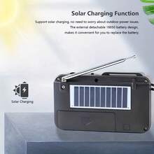 Rechargeable Portable FM Radio Solar Bluetooth Speaker, Supports USB/TF Card/MP3 Playback, FM Radio Reception, Lightweight Multifunctional Audio Device Suitable For Outdoor Camping Hiking - 1200mAh Battery - View 7
